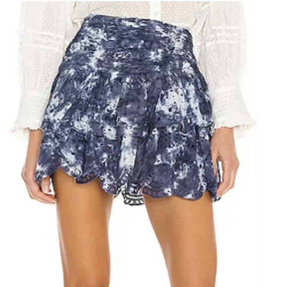Loveshack Fancy blue ruffle mini skirt. Size 8